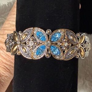 Topaz and diamond silver bracelet